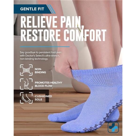 Diabetic Ankle Socks with Grippers for Men and Women - 4 Pair 1/4 Length Socks - Picture 2 of 7